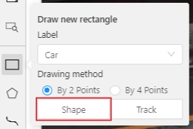 &ldquo;Draw new rectangle&rdquo; window with highlighted &ldquo;Shape&rdquo; option
